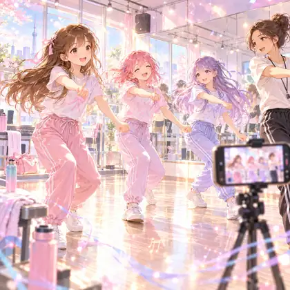 ダンスレッスンで基礎を練習する生徒たち