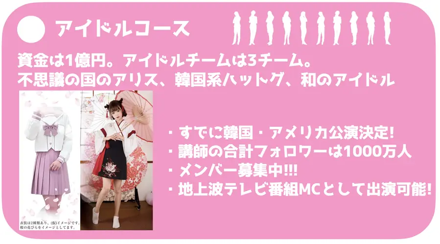 アイドルコース:韓国・アメリカ公演、地上波テレビ番組MCとして出演など